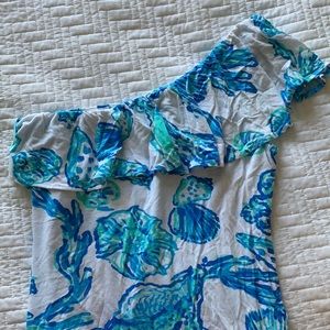 Lilly Pulitzer Small BLUE Seashell One-Sleeved Top